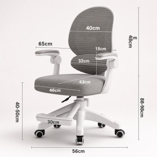 Fotel Obrotowy z Podnóżkiem KIDS GRAY – Biało-Szary