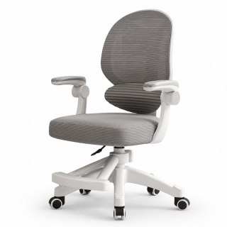 Fotel Obrotowy z Podnóżkiem KIDS GRAY – Biało-Szary