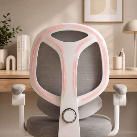 Fotel Obrotowy z Podnóżkiem KIDS GRAY – Biało-Szary