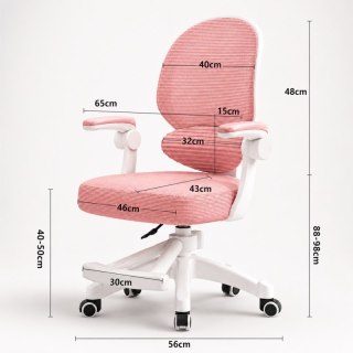 Fotel Obrotowy z Podnóżkiem KIDS LIGHT PINK – Biało-Różowy