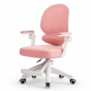 Fotel Obrotowy z Podnóżkiem KIDS LIGHT PINK – Biało-Różowy
