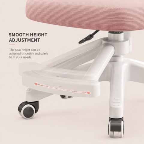 Fotel Obrotowy z Podnóżkiem KIDS LIGHT PINK – Biało-Różowy