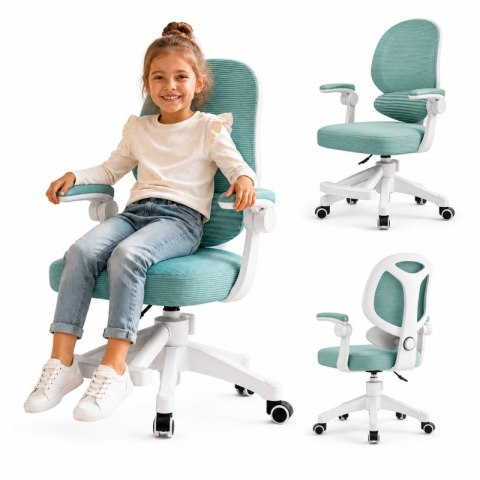 Fotel Obrotowy z Podnóżkiem KIDS MINT – Biało-Miętowy