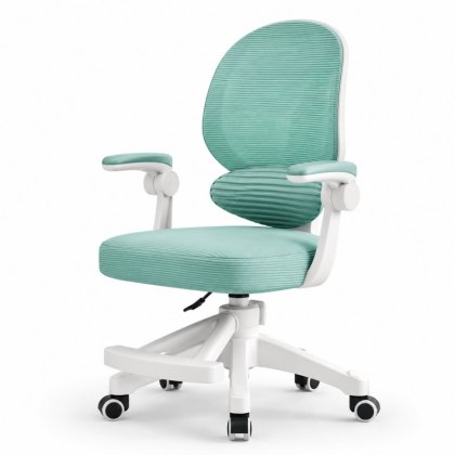 Fotel Obrotowy z Podnóżkiem KIDS MINT – Biało-Miętowy