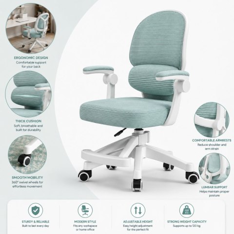 Fotel Obrotowy z Podnóżkiem KIDS MINT – Biało-Miętowy