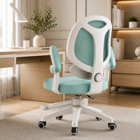 Fotel Obrotowy z Podnóżkiem KIDS MINT – Biało-Miętowy