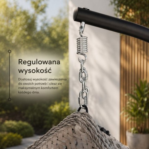 Fotel Wiszący Kokon z Poduszkami – Szary Technorattan