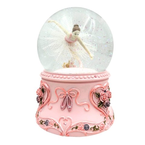 Pozytywka w Szklanej Kuli Tańcząca Baletnica – Różowa – Wys. 15 cm