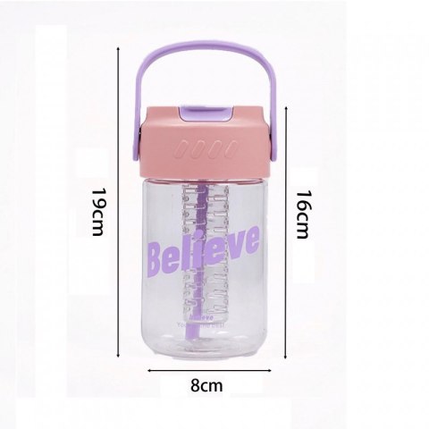 Butelka na Wodę dla Dzieci - z Koszyczkiem i Słomką 600 ml