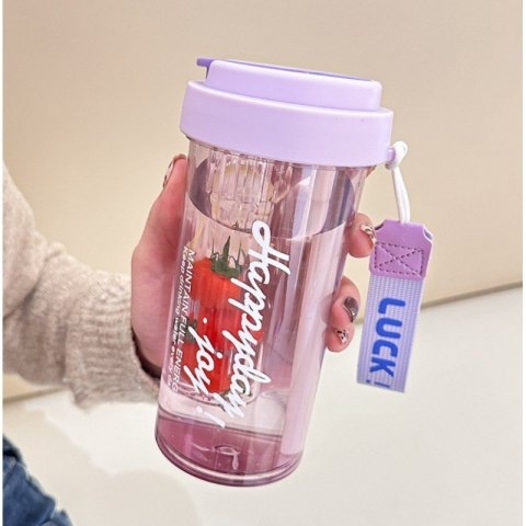 Butelka na wodę - z koszyczkiem i słomką 600 ml