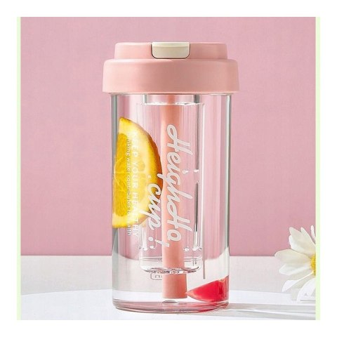 Butelka na wodę - z koszyczkiem i słomką 600 ml