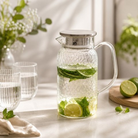 Dzbanek ze Szkła Borokrzemowego z Pokrywką i Sitkiem – 1000 ml