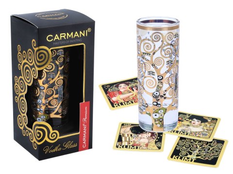 Kieliszek do Mocnych Trunków z 4 Podkładkami – Drzewo życia (G. Klimt) – 60 ml