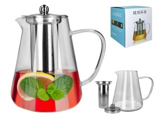 Dzbanek Szklany z Metalowym Sitkiem i Pokrywą – 1300 ml