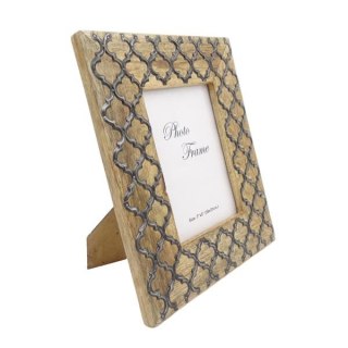Ramka na Zdjęcia z Drewna Mangowego – Motyw Koniczyny Marokańskiej – Format 13x18 cm