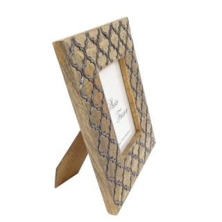 Ramka na Zdjęcia z Drewna Mangowego – Motyw Koniczyny Marokańskiej – Format 10x15 cm