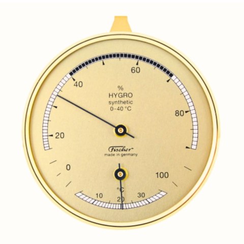 Precyzyjny Higrometr z Termometrem Ściennym – Oprawa Mosiężna – 8,7 cm