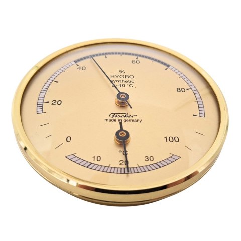 Precyzyjny Higrometr z Termometrem Ściennym – Oprawa Mosiężna – 8,7 cm