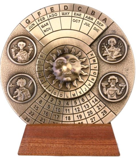Renesansowy Kalendarz Wieczysty w Eleganckim Pudełku – Średnica 9 cm