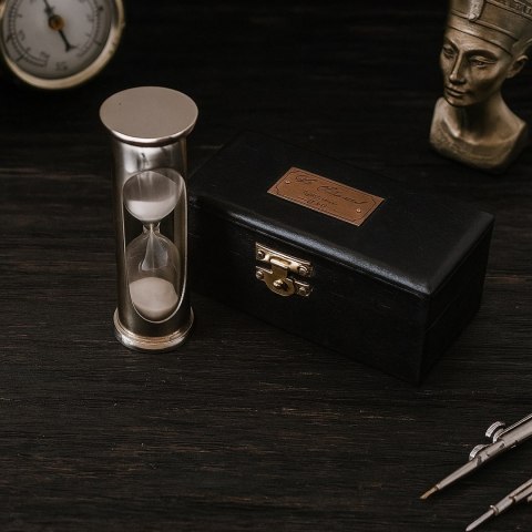 Mosiężna Klepsydra w Drewnianej Kasecie – 1 Minuta – 8,5 cm