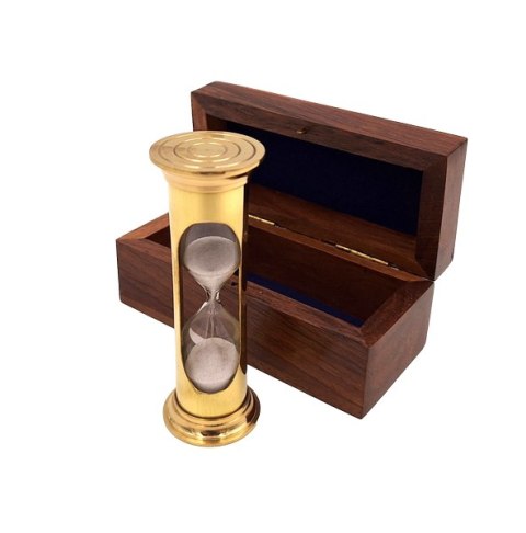 Klepsydra Mosiężna w Drewnianym Pudełku – 3 Minuty – 12 cm