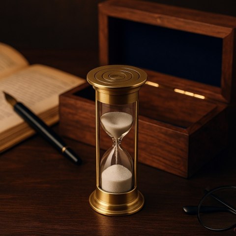 Klepsydra Mosiężna w Drewnianym Pudełku – 3 Minuty – 12 cm