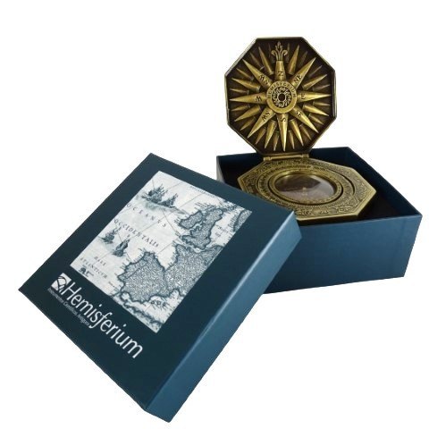 Ośmiokątny Kompas Magnetyczny z Systemem Cardana – Drewno i Mosiądz – 10,5 cm