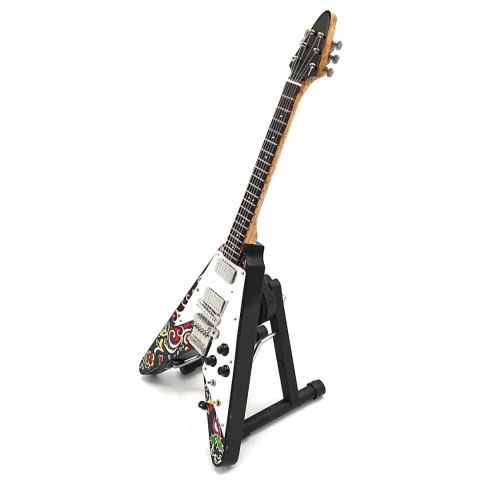 Miniaturowa Gitara z Drewna Mahoniowego – Motyw Psychodeliczny V – Skala 1:4