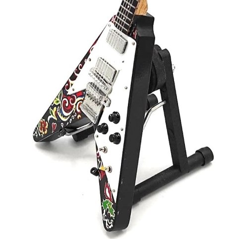 Miniaturowa Gitara z Drewna Mahoniowego – Motyw Psychodeliczny V – Skala 1:4