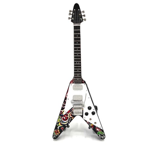 Miniaturowa Gitara z Drewna Mahoniowego – Motyw Psychodeliczny V – Skala 1:4