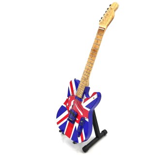 Miniaturowa Gitara z Drewna Mahoniowego – Motyw Brytyjska Ikona Rocka – Skala 1:4