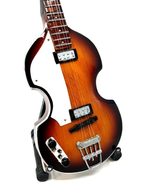 Miniaturowa Gitara Basowa z Drewna Mahoniowego – Motyw Brytyjski Pop-Rock – Skala 1:4