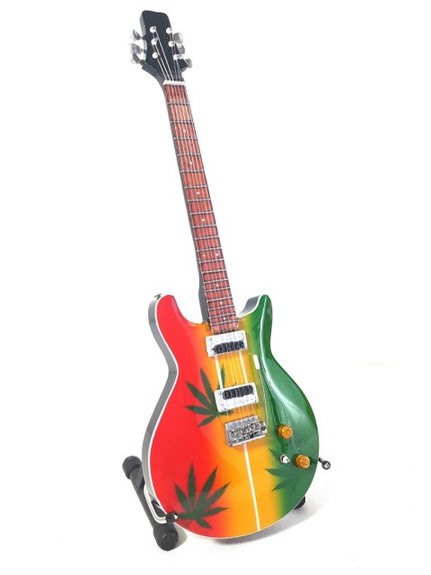 Miniaturowa Gitara z Drewna Mahoniowego – Motyw Reggae i Karaibskich Rytmów – Skala 1:4