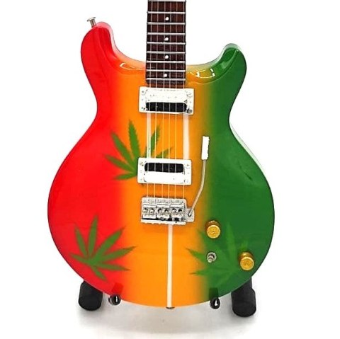 Miniaturowa Gitara z Drewna Mahoniowego – Motyw Reggae i Karaibskich Rytmów – Skala 1:4