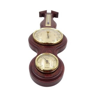 Ścienna Stacja Pogody 3w1 w Oprawie Mahoniowej – Barometr, Termometr, Higrometr – Dł. 39 cm