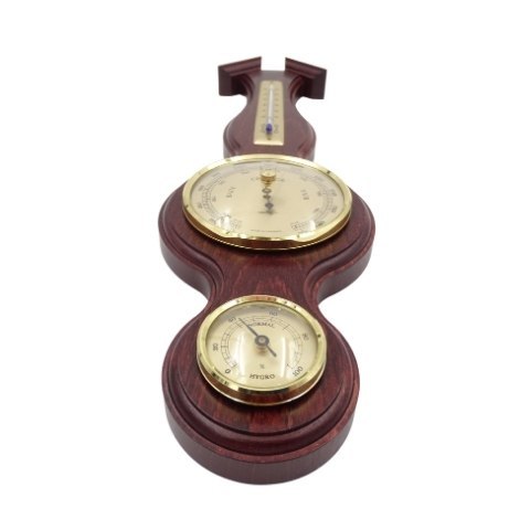 Ścienna Stacja Pogody 3w1 w Oprawie Mahoniowej – Barometr, Termometr, Higrometr – Dł. 39 cm