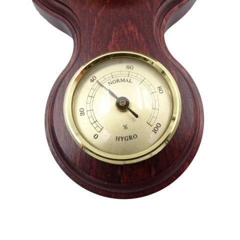 Ścienna Stacja Pogody 3w1 w Oprawie Mahoniowej – Barometr, Termometr, Higrometr – Dł. 39 cm