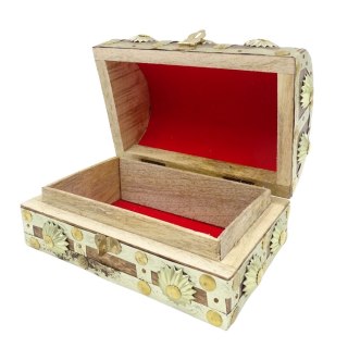 Drewniana Szkatułka ze Złotymi Detalami – Skrzynia – 16 cm
