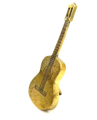 Rzeźba Wizerunkowa: Aluminiowa Złota Gitara – 25 cm