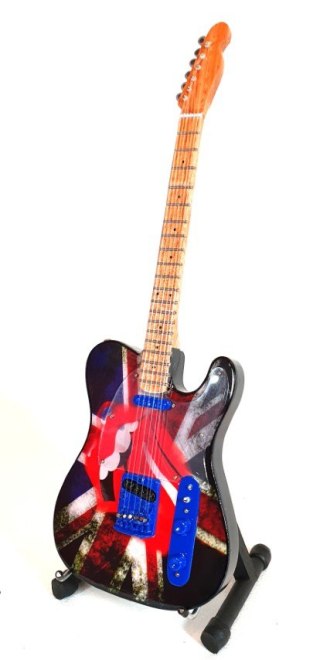 Miniaturowa Gitara z Drewna Mahoniowego – Motyw Brytyjski Rock – Skala 1:4