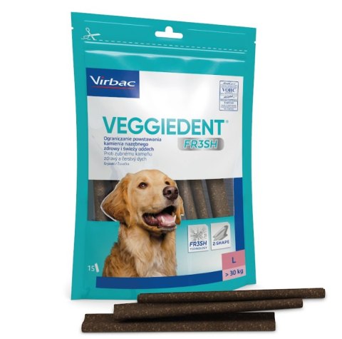 Sticksy Stomatologiczne Veggiedent Fresh L - Powyżej 30 kg - 15 Szt.