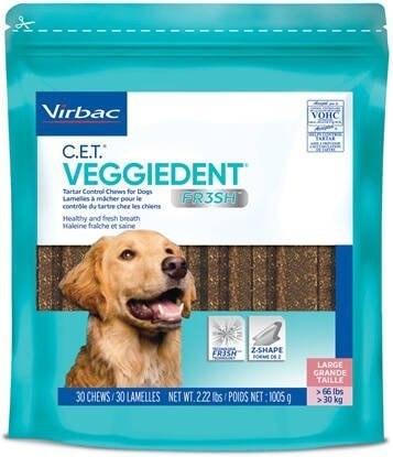 Sticksy Stomatologiczne Veggiedent Fresh L - Powyżej 30 kg - 15 Szt.