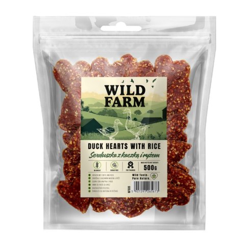 Przysmaki Funkcyjne z Kaczką i Ryżem (Wild Farm Serduszka) - 500 g
