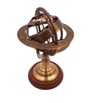 Mosiężne Astrolabium na Drewnianej Podstawie – 21 cm