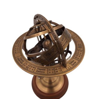 Mosiężne Astrolabium na Drewnianej Podstawie – 21 cm