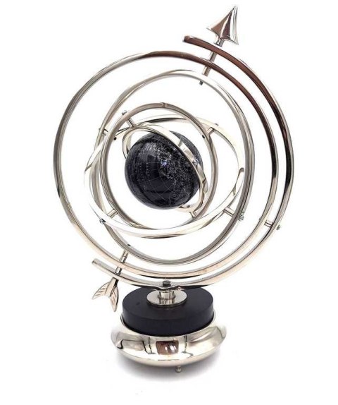 Astrolabium Aluminiowe Sferyczne z Globusem – 44,5 cm