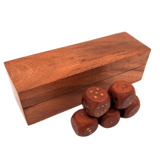 Drewniane Kości do Gry z Mosiężnymi Detalami w Etui – 12,5 cm