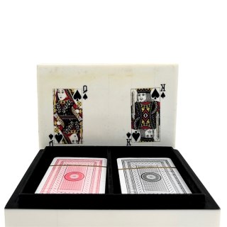 Zestaw Dwóch Talii Kart w Pudełku z Żywicy – Król i Dama – 15 cm