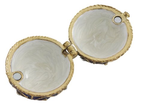 Szkatułka Metalowa z Kryształami –Jajo Fabergé– Granat i Złoto – 6,5 cm