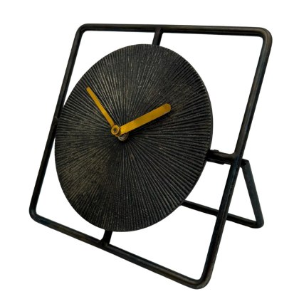 Zegar Dekoracyjny Gabinetowy (Metal) – Czerń i Złoto – 20 cm